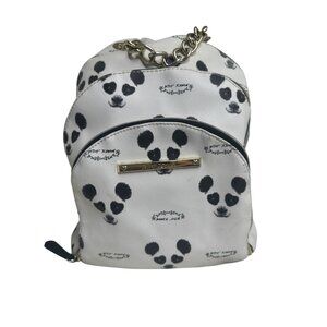 Betsey Johnson Cute Panda Print Backpack With Chain Accent Black & White